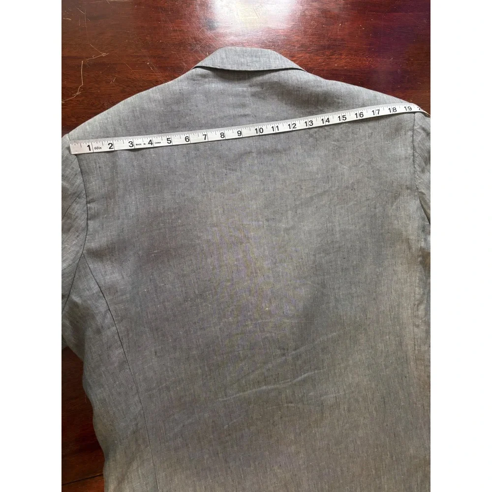 Milano Moda Mens Linen Blazer 42L‎ Grey Two Button Summer Sport Coat Jacket